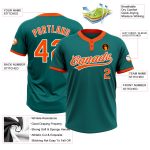 Custom Teal Orange White Softball Jersey for Men and Women - Two-Button Unisex Sportswear Custom Teal Orange-White Two-Button - Image 3