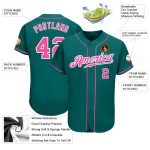 Custom Teal Pink White Baseball Jersey - Authentic Style 9400 for Men and Women Custom Teal Pink-White Authentic Baseball - Image 3