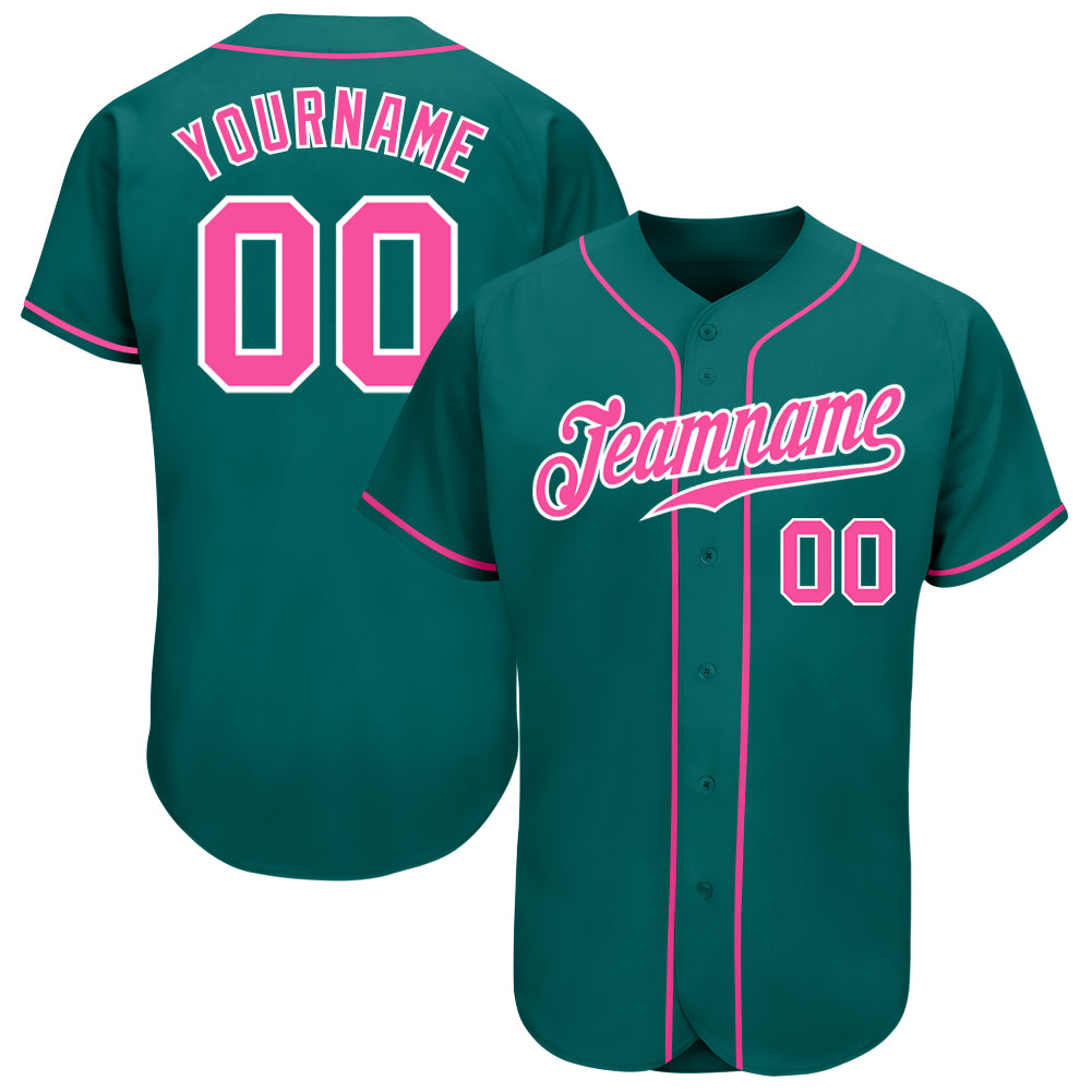 Custom Teal Pink White Baseball Jersey - Authentic Style 9400 for Men and Women Custom Teal Pink-White Authentic Baseball