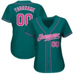 Custom Teal Pink White Baseball Jersey - Authentic Style 9400 for Men and Women Custom Teal Pink-White Authentic Baseball - Image 2