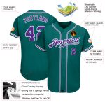 Custom Teal Purple White Baseball Jersey - Authentic Design, Perfect for Fans Custom Teal Purple-White Authentic Baseball - Image 3