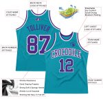 Teal Purple White Custom Basketball Jersey - Authentic Throwback Design Custom Teal Purple-White Authentic Throwback Basketball - Image 2