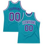 Teal Purple White Custom Basketball Jersey - Authentic Throwback Design Custom Teal Purple-White Authentic Throwback Basketball