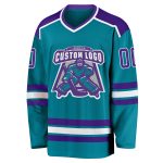 Teal and Purple White Hockey Jersey - Customizable Team Apparel Custom Teal Purple-White Hockey Jersey - Image 2