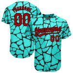 Teal Red-Black 3D Pattern Baseball Jersey - Custom Authentic Design for Fans Custom Teal Red-Black 3D Pattern Design Authentic