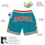 Custom Teal Red Cream Basketball Shorts - Authentic Throwback Style Custom Teal Red-Cream Authentic Throwback Basketball - Image 2