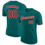 Custom Teal Red White Performance T-Shirt for Men and Women - Lightweight Athletic Wear Custom Teal Red-White Performance