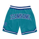 Teal White Custom Authentic Throwback Basketball Shorts for Men Custom Teal Royal-White Authentic Throwback Basketball Shorts