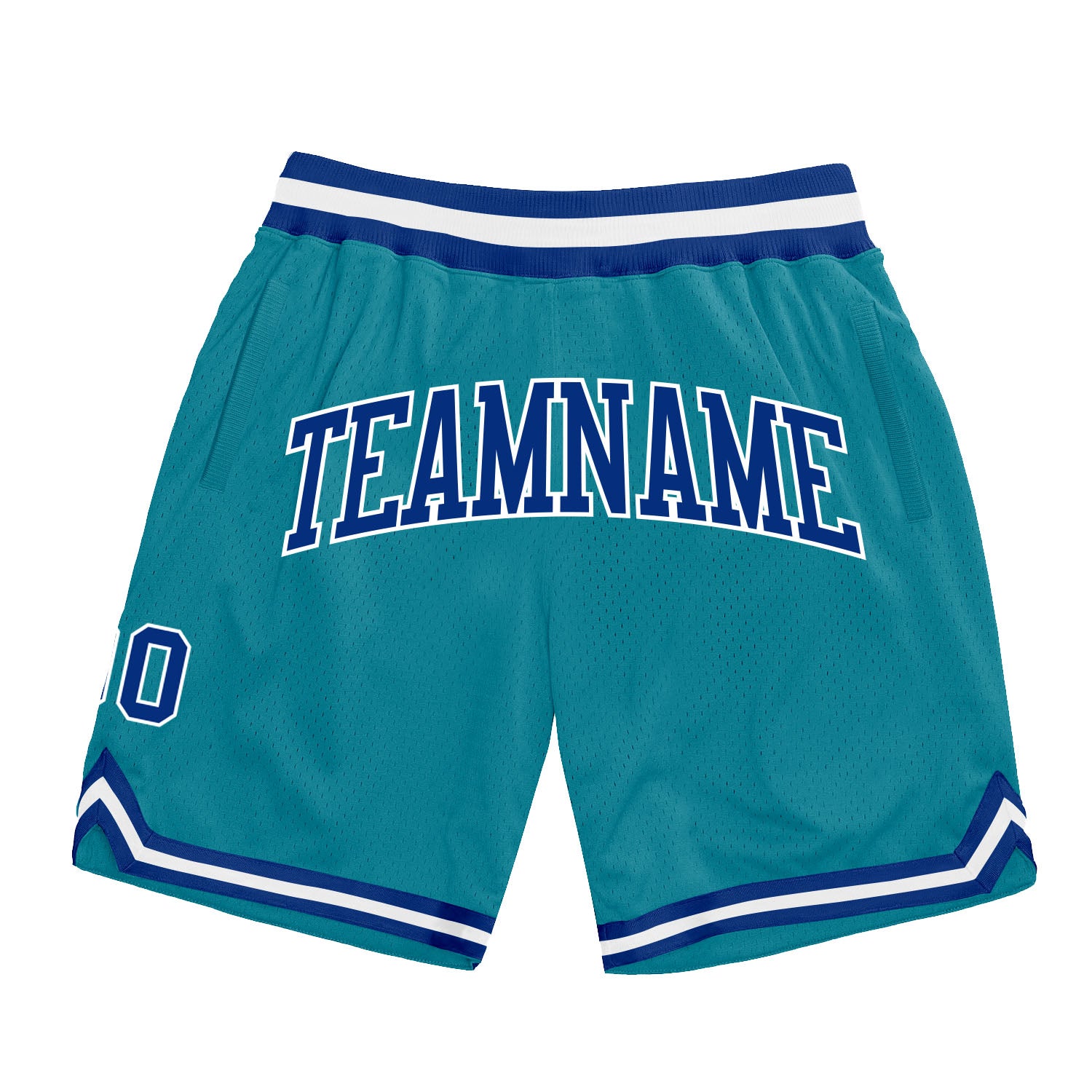 Teal White Custom Authentic Throwback Basketball Shorts for Men Custom Teal Royal-White Authentic Throwback Basketball Shorts