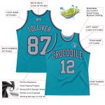 Custom Authentic Basketball Jersey Teal Silver Gray Navy Throwback-Unisex Fit Custom Teal Silver Gray-Navy Authentic Throwback - Image 2
