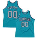 Custom Authentic Basketball Jersey Teal Silver Gray Navy Throwback-Unisex Fit Custom Teal Silver Gray-Navy Authentic Throwback