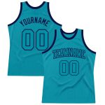 Custom Teal and Navy Basketball Jersey - Authentic Throwback Design Custom Teal Teal-Navy Authentic Throwback Basketball