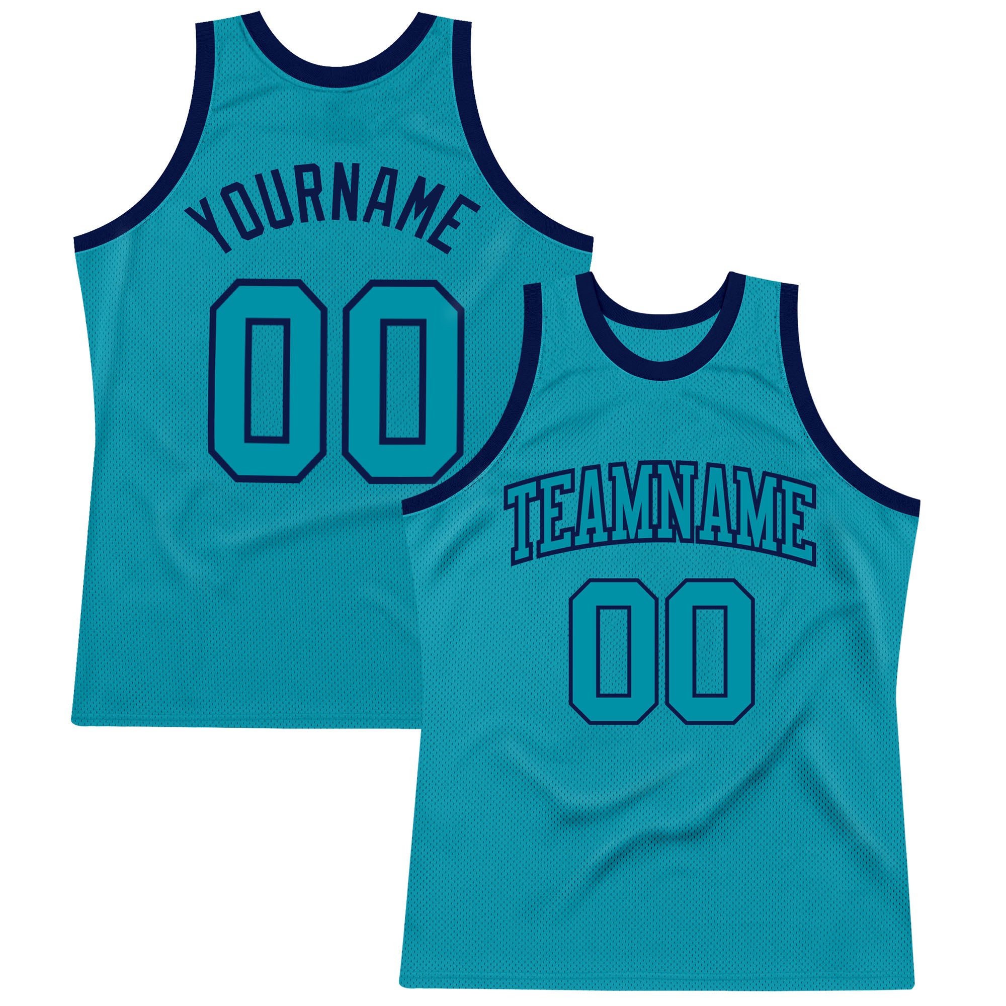 Custom Teal and Navy Basketball Jersey - Authentic Throwback Design Custom Teal Teal-Navy Authentic Throwback Basketball