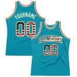 Teal Vintage USA Flag Authentic Basketball Jersey Cream Throwback Design Custom Teal Vintage USA Flag-Cream Authentic Throwback