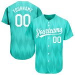 Teal and White 3D Pattern Authentic Baseball Jersey - Custom Design Custom Teal White 3D Pattern Design Authentic Baseball