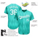 Teal and White 3D Pattern Authentic Baseball Jersey - Custom Design Custom Teal White 3D Pattern Design Authentic Baseball - Image 3