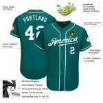 Teal White Authentic Baseball Jersey Custom Style 8558 - Personalized Sports Apparel Custom Teal White Authentic Baseball - Image 3
