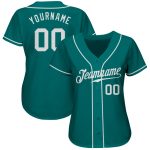 Teal White Authentic Baseball Jersey Custom Style 8558 - Personalized Sports Apparel Custom Teal White Authentic Baseball - Image 2