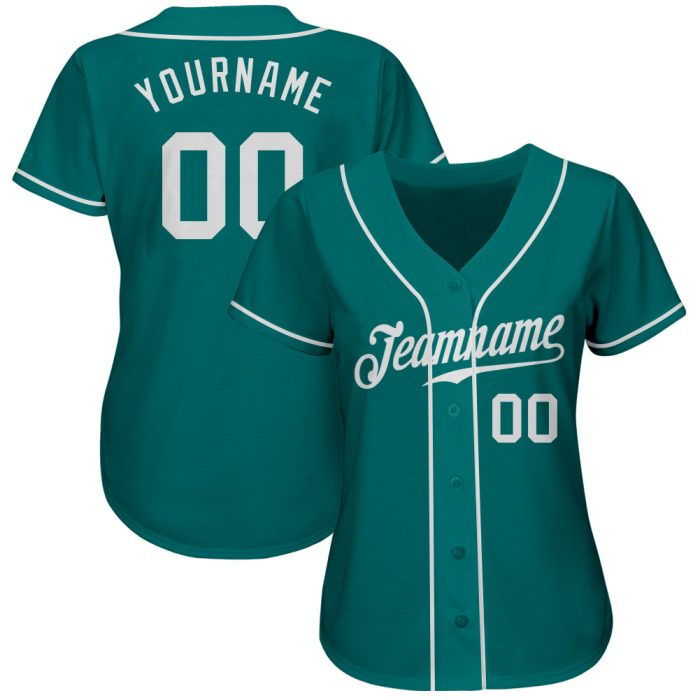 Teal White Authentic Baseball Jersey Custom Style 8558 - Personalized Sports Apparel Custom Teal White Authentic Baseball - Image 2
