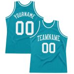 Authentic Custom Teal White Basketball Jersey - Throwback Style Sportswear Custom Teal White Authentic Throwback Basketball