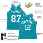 Authentic Custom Teal White Basketball Jersey - Throwback Style Sportswear Custom Teal White Authentic Throwback Basketball - Image 2