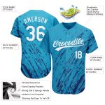 Custom Teal Black White 3D Pattern Authentic Baseball Jersey Custom Teal White-Black 3D Pattern Design Authentic Baseball - Image 3