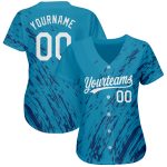 Custom Teal Black White 3D Pattern Authentic Baseball Jersey Custom Teal White-Black 3D Pattern Design Authentic Baseball - Image 2