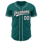 Custom Teal White Black Baseball Jersey | Authentic Team Sportswear Custom Teal White-Black Authentic Baseball Jersey - Image 2