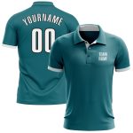 Teal Performance Golf Polo Shirt with White and Black Accents - Custom Fit Custom Teal White-Black Performance Golf Polo