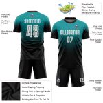 Teal Black White Sublimation Soccer Jersey Fashion Uniform Custom Design Custom Teal White-Black Sublimation Fade Fashion - Image 3