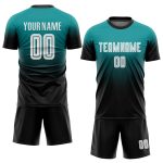 Teal Black White Sublimation Soccer Jersey Fashion Uniform Custom Design Custom Teal White-Black Sublimation Fade Fashion - Image 2
