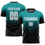 Teal Black White Sublimation Soccer Jersey Fashion Uniform Custom Design Custom Teal White-Black Sublimation Fade Fashion