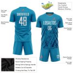 Custom Teal Sublimation Soccer Jersey - White and Black Design, Style 5917 Custom Teal White-Black Sublimation Soccer Uniform - Image 3