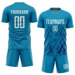 Custom Teal Sublimation Soccer Jersey - White and Black Design, Style 5917 Custom Teal White-Black Sublimation Soccer Uniform - Image 2