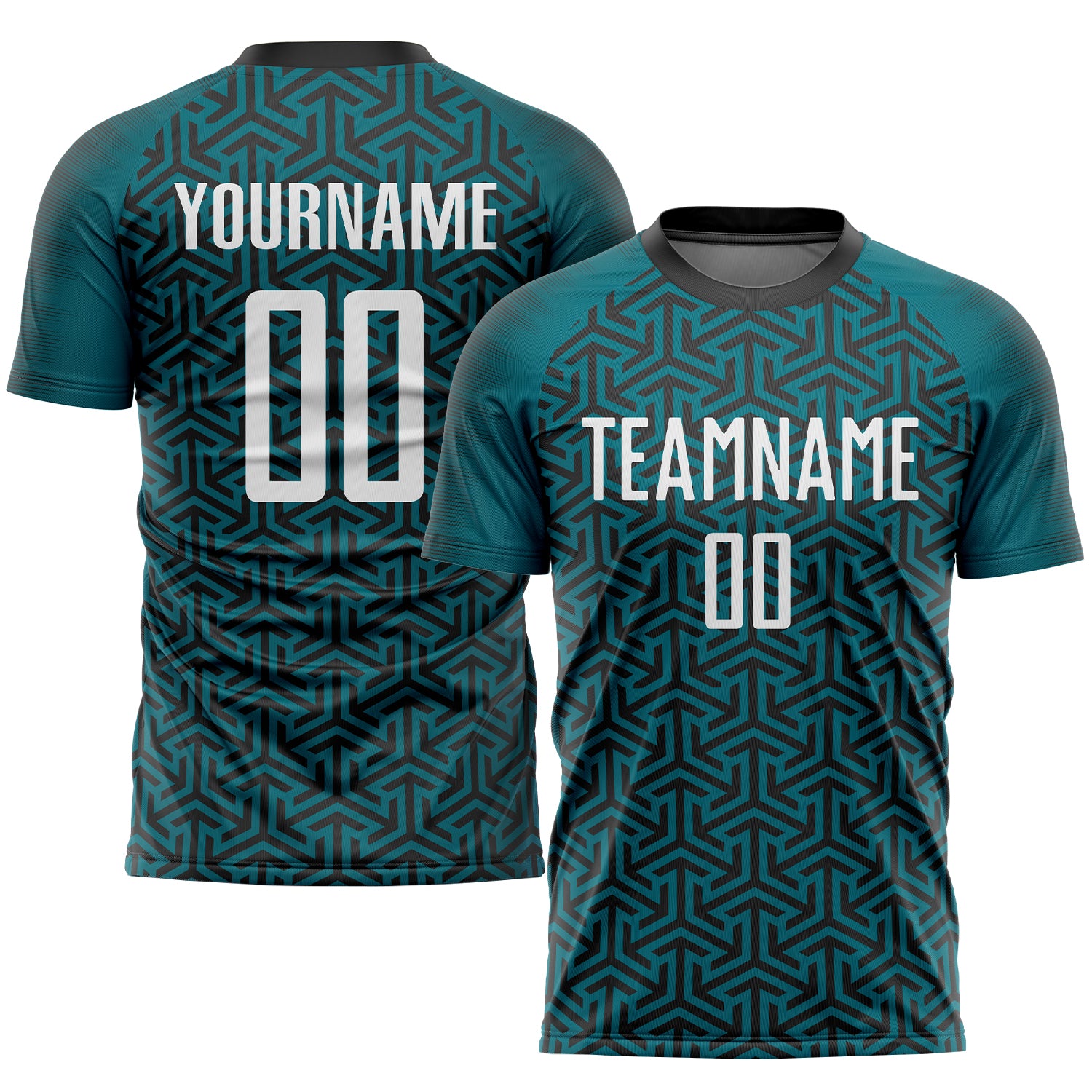 Teal Black White Custom Soccer Uniform Jersey Sublimation Design for Teams Custom Teal White-Black Sublimation Soccer Uniform