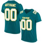 Custom Teal White Gold Mesh Football Jersey - Authentic Team Apparel Custom Teal White-Gold Mesh Authentic Football Jersey