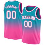 Teal White Pink Fade Basketball Jersey Custom Style 8797 - Authentic Fashion Upgrade Custom Teal White-Pink Authentic Fade