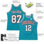 Custom Teal White Red Basketball Jersey Authentic Throwback Design Custom Teal White-Red Authentic Throwback Basketball Jersey - Image 2