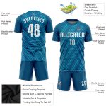 Teal White Custom Sublimation Soccer Jersey Uniform for Team Sports Custom Teal White Sublimation Soccer Uniform Jersey - Image 3