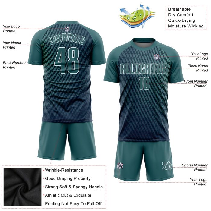 Sublimation Soccer Jersey Custom Teal and White Style 4435 - High-Quality Uniform for Teams Custom Teal White Sublimation - Image 3
