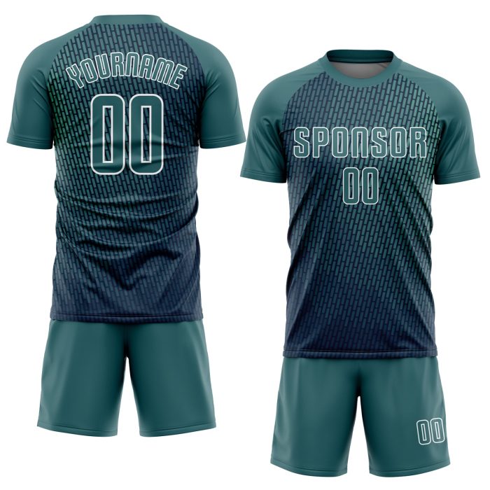 Sublimation Soccer Jersey Custom Teal and White Style 4435 - High-Quality Uniform for Teams Custom Teal White Sublimation - Image 2