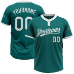 Custom Teal White Softball Jersey Unisex Two-Button Design for Players Custom Teal White Two-Button Unisex Softball Jersey