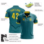 Teal Yellow Custom Performance Golf Polo Shirt for Men and Women Custom Teal Yellow Performance Golf Polo Shirt - Image 3