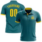Teal Yellow Custom Performance Golf Polo Shirt for Men and Women Custom Teal Yellow Performance Golf Polo Shirt