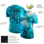 Aqua-Black Tie Dye Performance T-Shirt - Custom 3D Design for Men and Women Custom Tie Dye Aqua-Black 3D Performance T-Shirt - Image 2