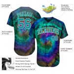 Aqua-White Custom Tie Dye 3D Baseball Jersey - Authentic Design for Unique Style Custom Tie Dye Aqua-White 3D Authentic Baseball - Image 3