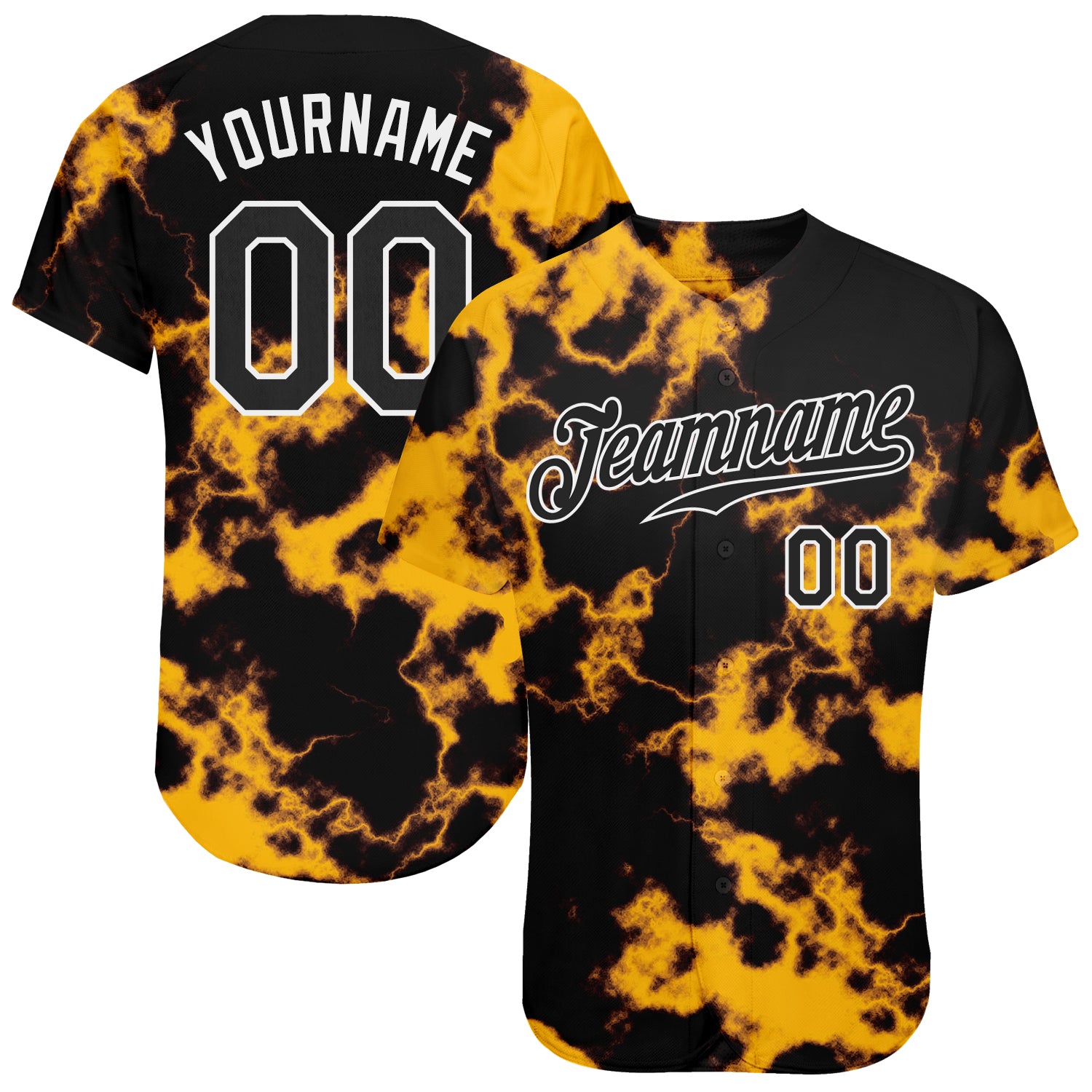 Custom Tie Dye 3D Baseball Jersey Black White Authentic Style 4085 Custom Tie Dye Black-White 3D Authentic Baseball Jersey