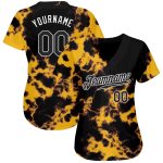 Custom Tie Dye 3D Baseball Jersey Black White Authentic Style 4085 Custom Tie Dye Black-White 3D Authentic Baseball Jersey - Image 2
