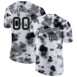 Black-White 3D Tie Dye Performance T-Shirt - Custom Steel Fabric for Comfort and Style Custom Tie Dye Black-White 3D Steel