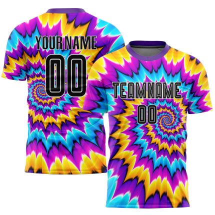 Custom Tie Dye Soccer Uniform Jersey Black and White Sublimation Design Custom Tie Dye Black-White Sublimation Soccer Uniform